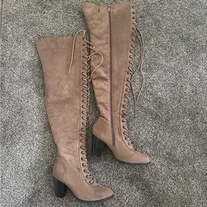 TOP Moda Lace-Up Over-the-Knee Boots - Size 8.5